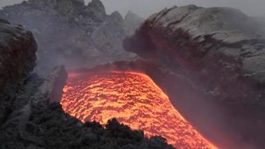 在埃特纳火山火山熔岩流。西西里岛, 意大利